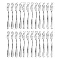 Jogo 24 Garfos de Sobremesa Prata Inox Em Casa Tem 17cm