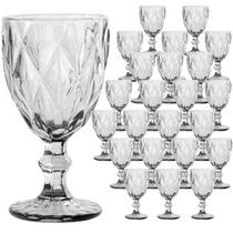 Jogo 24 Taças de Vidro Luxo Diamond Transparente 320ml Vinho Água Drinks Grosso Resistente Diamante Jogo 24 Taças de Vidro Luxo Diamond Transparente 320ml Vinho Água Drinks Grosso Resistente Diamante