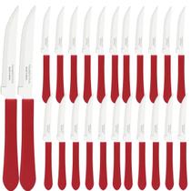 Jogo 24 Un Faca De Mesa E Churrasco Tramontina Leme Aço Inox Vermelho