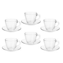 Jogo 24 Xicaras com Pires Para Café e Cha de Vidro