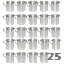 Jogo 25 Canecas De Alumínio Polido Resistente com Alça 300ML