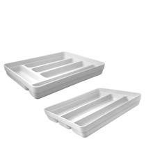 Jogo 2un Organizador de Talheres e Utensilios Logic Plastico Branco Ou