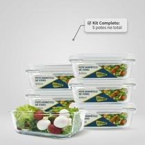 Jogo 3, 5 e 10 Potes De Vidro Hermético 640ml Tampa com Válvula e Travas Borossilicato para Microondas e Freezer Jogo 3, 5 e 10 Potes De Vidro Hermético 640ml Tampa com Válvula e Travas Borossilicato para Microondas e Freezer