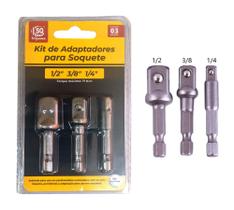 Jogo 3 Adaptadores Soquetes Pito Parafusadeira Furadeira Top