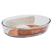 Jogo 3 Assadeiras 1,6L Vidro Assados Oval Frango Sem Tampa Pequena