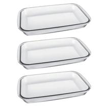 Jogo 3 Assadeiras De Vidro Retangular 2,2L Casa Vitaud
