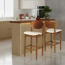 Jogo 3 Banquetas Samba Jequitibá Nozes Madeira Maciça Estrutura Premium material sintético Bege Jogo 3 Banquetas Samba Jequitibá Nozes Madeira Maciça Estrutura Premium material sintético Bege