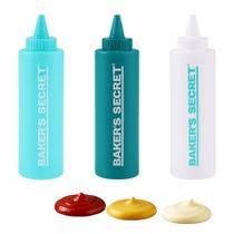 Jogo 3 Bisnagas Flexíveis Molho Salada Maionese Ketchup Mel