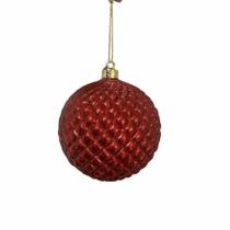 Jogo 3 Bolas Decorada Vermelho Brilho 10cm Natal Florarte