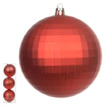 Jogo 3 Bolas Decorada Vermelho Fosco 10cm Natal