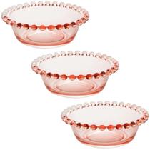 Jogo 3 Bowls Bolinhas Wolff Cristal Pearl 14cm Rosa Rojemac