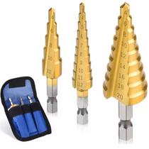 Jogo 3 Broca Escalonada Titanio 3-12 4-12 -20mm