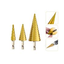 Jogo 3 Brocas Escalonadas Hss Espiral Titânio Profissional 4-12mm 4-20mm 4-32mm