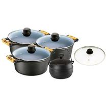 Jogo 3 Caçarolas, Cumbuca e Tampa de Vidro Ferro Fundido Jogo 3 Caçarolas, Cumbuca e Tampa de Vidro Ferro Fundido