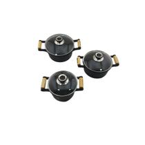 Jogo 3 Caçarolas De Ferro Fundido Alça Madeira Tampa Vidro. Jogo 3 Caçarolas De Ferro Fundido Alça Madeira Tampa Vidro.