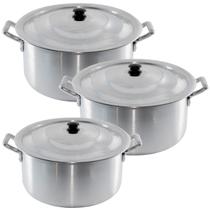 Jogo 3 Caçarolas Linha Hotel Restaurante Em Alumínio Nº 22 24 26