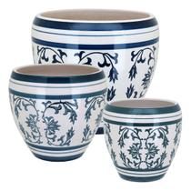 Jogo 3 cachepô cerâmica colorido vaso decorativo enfeite planta