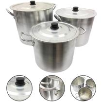 Jogo 3 Caldeirão Panela Grande Industrial Alumínio Hotel Restaurante Feijoada Sopa N 30 32 34