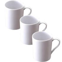 Jogo 3 Caneca Melamina Branca 300ml Conjunto Xicara Atacado