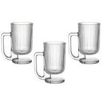 Jogo 3 Canecas com Pé Savor em Vidro 220ml City Glass