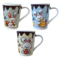 Jogo 3 canecas Cônicas 220ml - Páscoa - Porcelana