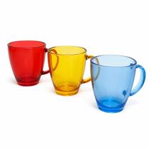 Jogo 3 Canecas De Vidro 360ml Coloridas Para Café Chá Chocolate Quente