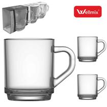 Jogo 3 Canecas de Vidro Amilly 245ml Café/Cappuccino Jogo 3 Canecas de Vidro Amilly 245ml Café/Cappuccino