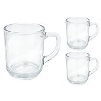 Jogo 3 Canecas De Vidro Lisa 250ml Transparente Praticasa