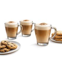 Jogo 3 Canecas de Vidro para cappuccino 265ml, Café Chá e Bebidas Quentes ou Geladas com Alça Ergonômica