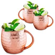 Jogo 3 Canecas Moscow Mule 530ml Aço Impermeabilizada Alça