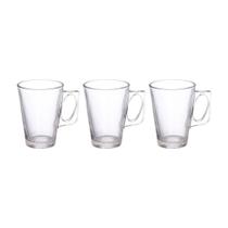 Jogo 3 Canecas Para Capuccino De Vidro La Vie 220 ML - Hauskraft