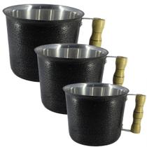 Jogo 3 Canecos Aluminio Leiteira Craqueado 1L, 2L e 3L