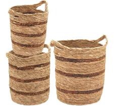 Jogo 3 cesta decorativa organizadora multiuso tirta fibra natural