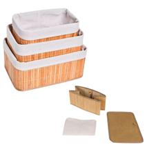 Jogo 3 Cestos Bambu Organizadores Para Roupa Suja Brinquedos Nichos De Banheiro Moderno - B-Max Jogo 3 Cestos Bambu Organizadores Para Roupa Suja Brinquedos Nichos De Banheiro Moderno - B-Max