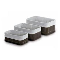 Jogo 3 Cestos Organizadores De Bambu Escuro