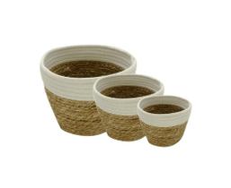 Jogo 3 Cestos Round Gist Cotton e Juta White Mimo Style Jogo 3 Cestos Round Gist Cotton e Juta White Mimo Style
