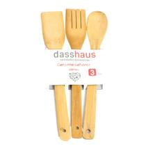 Jogo 3 Colheres de Bambu para Cozinha 28cm