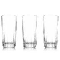 Jogo 3 Copos Transparente Em Vidro Água Sucos Dara 300ml