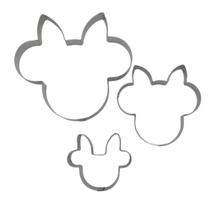 Jogo 3 Cortador De Massa Biscoito Rosto Minnie Biscuit Inox