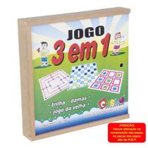 Jogo 3 em 1 - Trilha, Damas, Jogo da Velha MDF - Carlu 1067 Jogo 3 em 1 - Trilha, Damas, Jogo da Velha MDF - Carlu 1067