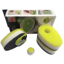 Jogo 3 Esponjas Suporte com Ventosa Dispenser Sabão Líquido Jogo 3 Esponjas Suporte com Ventosa Dispenser Sabão Líquido