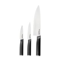 Jogo 3 Facas com Capa Protetora Aço Carbono Japonês Carne Cabo Ergonômico Kitchenaid Jogo 3 Facas com Capa Protetora Aço Carbono Japonês Carne Cabo Ergonômico Kitchenaid