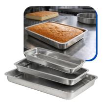 Jogo 3 Forma Alumínio Assadeira Bolo Torta Retangular 123 Para Forno Elétrico, Pão, Cuca, Cake, Gelo, Pudim Quadrado