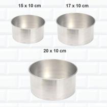 Jogo 3 Forma Assadeira Bolo Redonda Alta 15-17-20 Aluminio Jogo 3 Forma Assadeira Bolo Redonda Alta 15-17-20 Aluminio