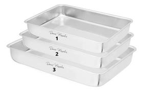 Jogo 3 forma assadeira bolo torta retangular 1-2-3 e68