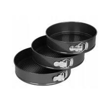 Jogo 3 forma bolo torta assadeira preta redonda fundo removivel antiaderente kit profissional