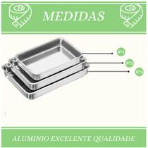 Jogo 3 Forma de Bolo Retangular Alumínio Profissional