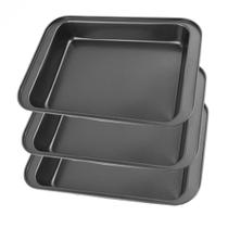 Jogo 3 Formas Assadeira Bolo Retangular Antiaderente Forno Alta Media Forma Torta Lasanha Empada Lasanheira Pão
