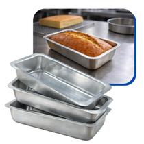Jogo 3 Formas Assadeiras Baixa Alumínio Forno Elétrico Pão Bolo Inglês Cuca Gelo Cozinha Padaria