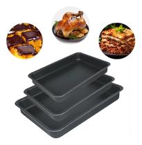 Jogo 3 Formas Assadeiras Retangular Alta Antiaderente Forno Bolo 42cm,31cm